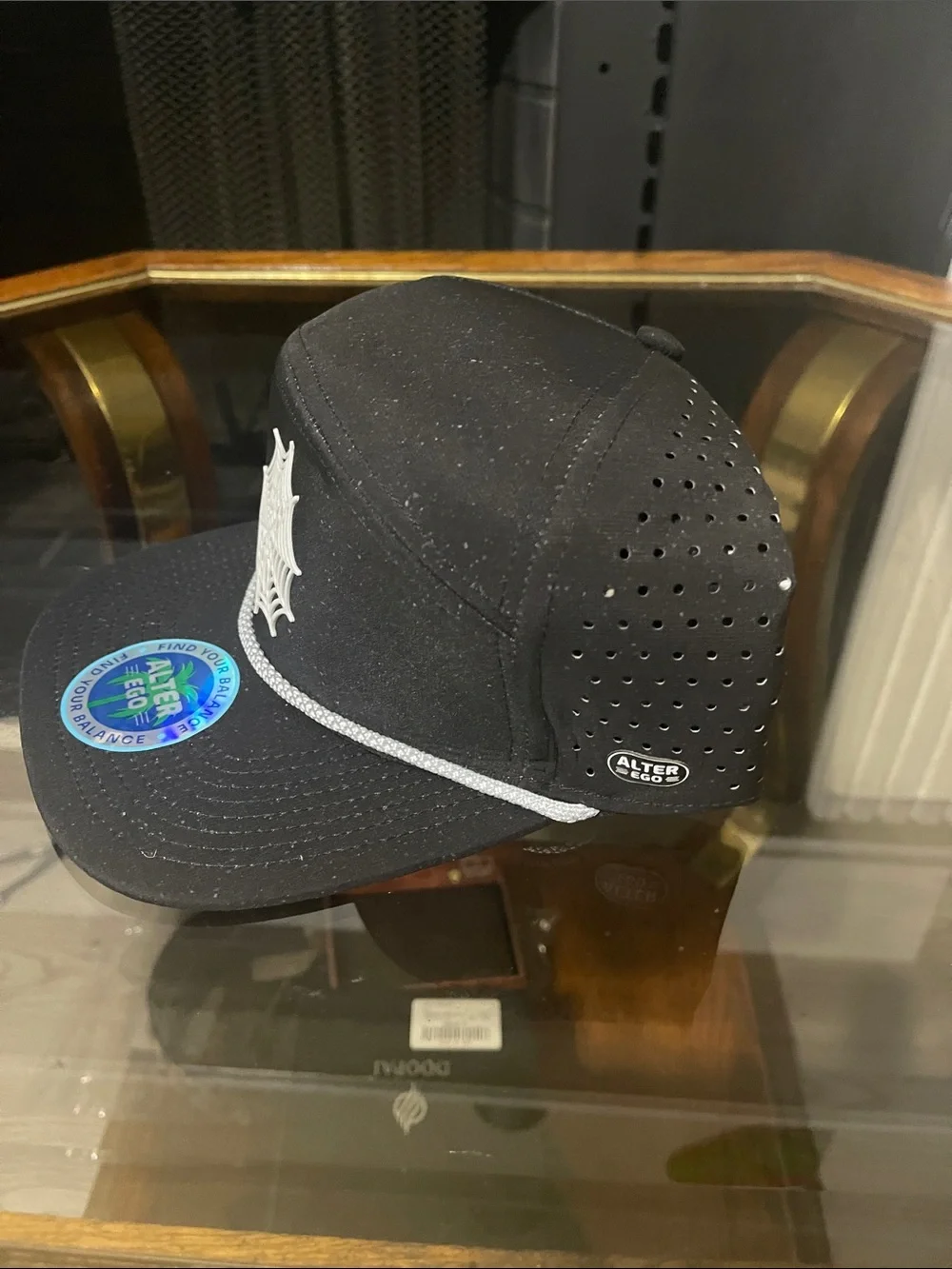 Black Rope-Trim Five-Panel Hat - Picture 3 of 8
